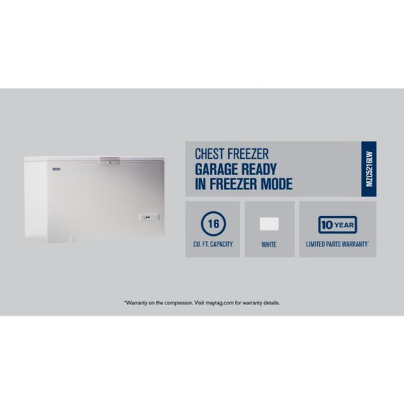 Congélateur horizontal Maytag® pour garage - 16 pi cu MZC5216LW