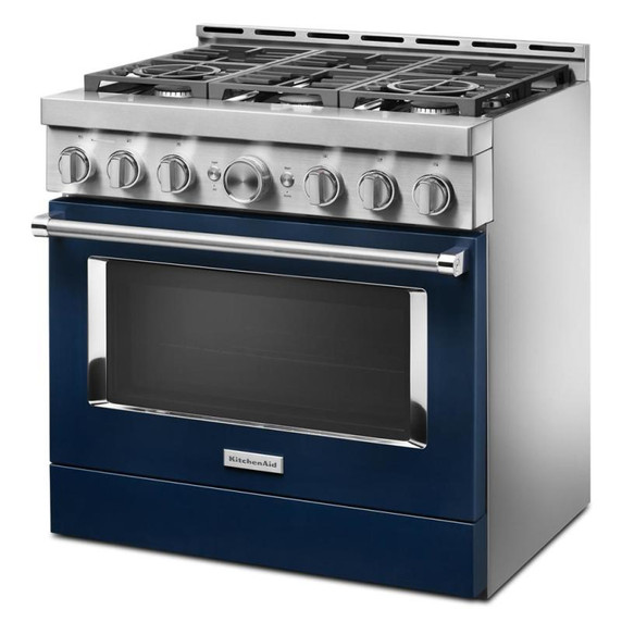 Cuisinière commerciale intelligente au gaz KitchenAid®, 6 brûleurs, 36 po KFGC506JIB