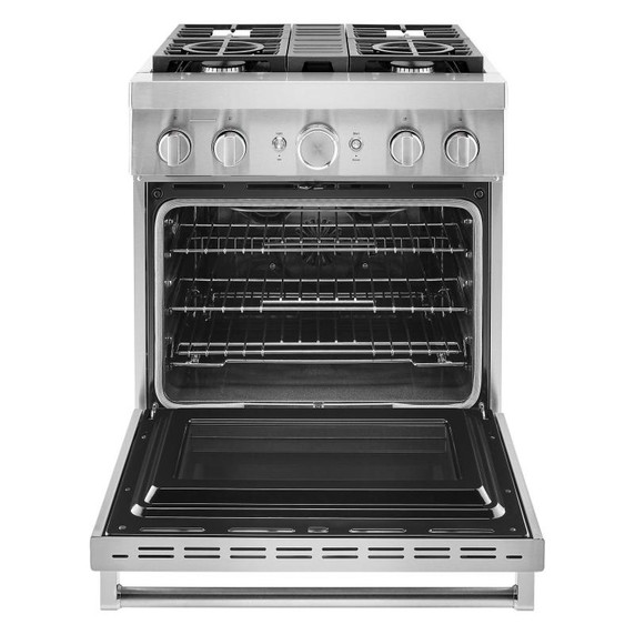 Kitchenaid® Cuisinière commerciale intelligente bicombustible avec 4 brûleurs - 30 po KFDC500JSS