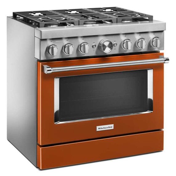 Cuisinière commerciale intelligente bicombustible KitchenAid®, 6 brûleurs, 36 po KFDC506JSC