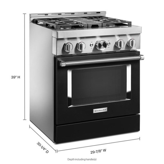 Cuisinière commerciale intelligente au gaz KitchenAid®, 4 brûleurs, 30 po KFGC500JBK