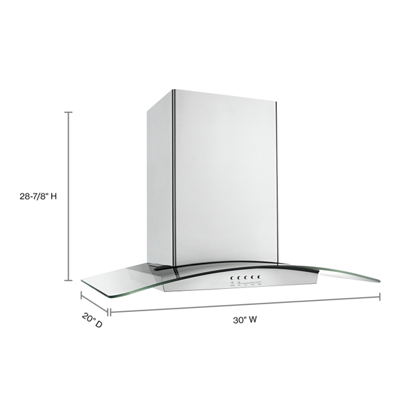 Hotte de cuisine en verre convertible avec éclairage à DEL sur bordure en verre - 30 po WVW75UC0DS