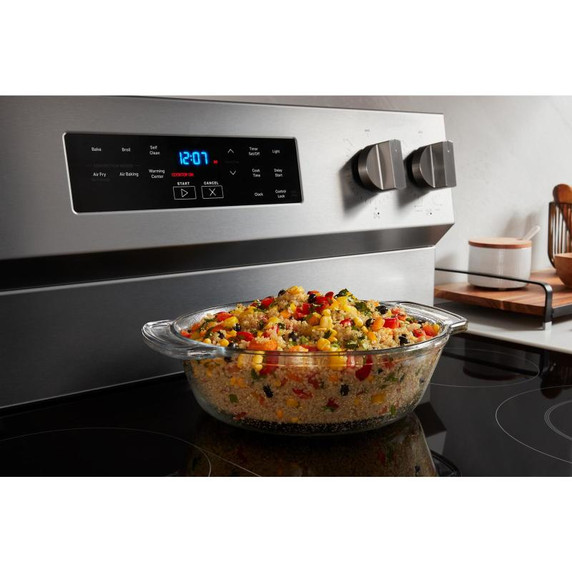 Maytag® Cuisinière électrique à convection avec friture et cuisson à air sans préchauffage - 30 po - 5,3 pi cu YMFES6030RB Maytag® Cuisinière électrique à convection avec friture et cuisson à air sans préchauffage - 30 po - 5,3 pi cu YMFES6030RB