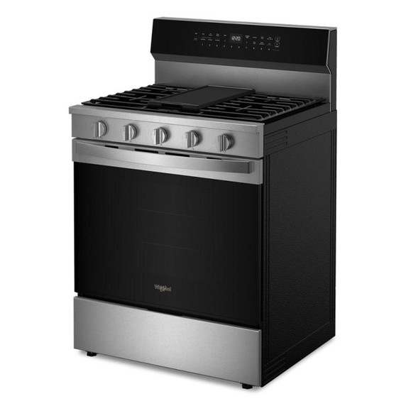 Whirlpool® Cuisinière au gaz intelligente de 30 pouces avec technologie de cuisson à air, auto-nettoyage/netoyage à la vapeur, préchauffage rapide avec capacité de 5.3 pi cu WFGS7530RZ Whirlpool® Cuisinière au gaz intelligente de 30 pouces avec technologie de cuisson à air, auto-nettoyage/netoyage à la vapeur, préchauffage rapide avec capacité de 5.3 pi cu WFGS7530RZ
