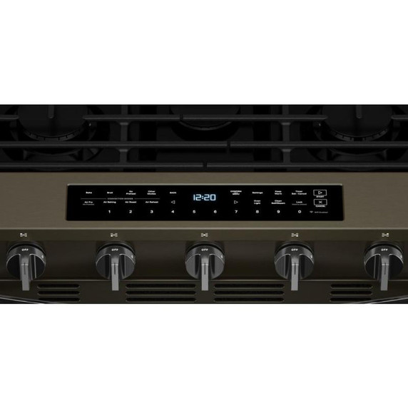 Whirlpool® Cuisinière au gaz intelligente à commandes frontales de 30 pouces avec technologie de cuisson à air, vapeur/auto-nettoyage, préchauffage à grande vitesse et capacité de 5.3 pi cu WSGS7530RV