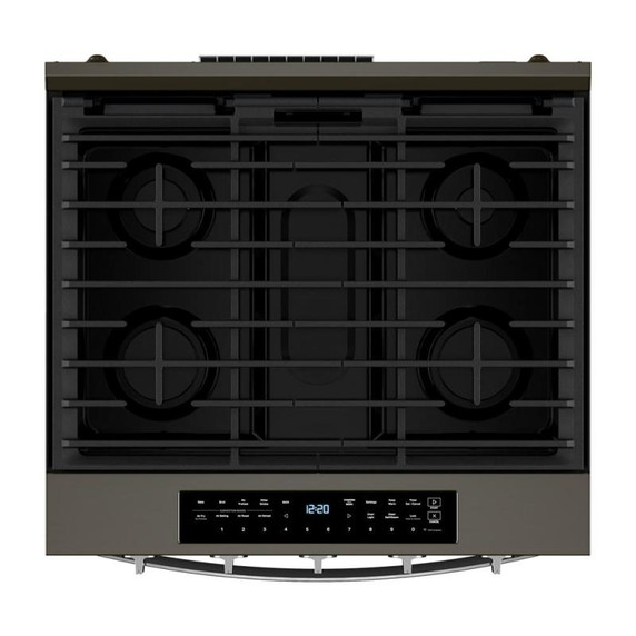 Whirlpool® Cuisinière au gaz intelligente à commandes frontales de 30 pouces avec technologie de cuisson à air, vapeur/auto-nettoyage, préchauffage à grande vitesse et capacité de 5.3 pi cu WSGS7530RV