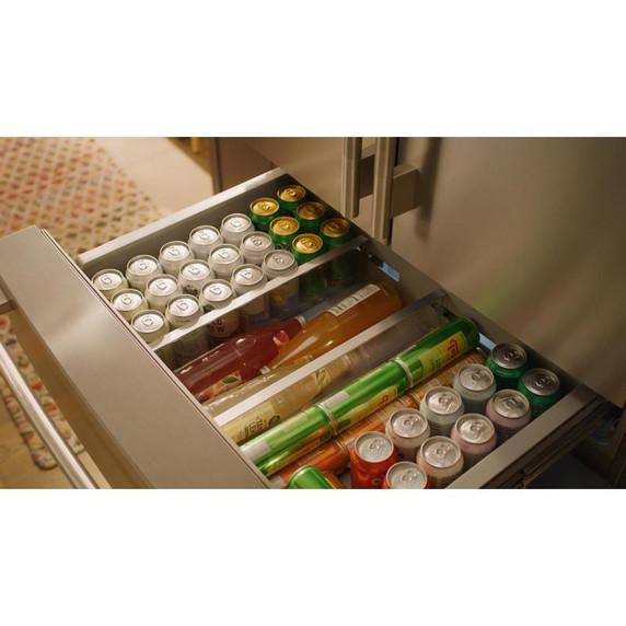 Kitchenaid® Réfrigérateur à portes françaises avec distributeur d’eau et de glaçons intérieur et tiroir réfrigéré pleine largeur FreshChill™ - 30 pi cu KRMF336SPS