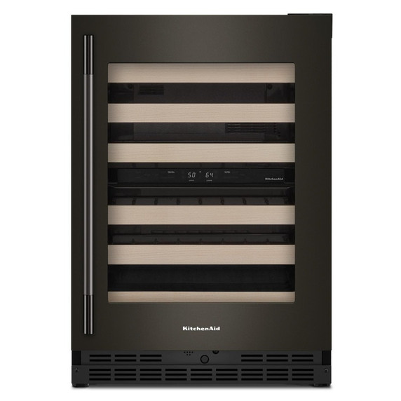 Kitchenaid® Cellier sous le comptoir avec porte-bouteilles à devant en bois à pleine extension - 24 po KUWR524SBE