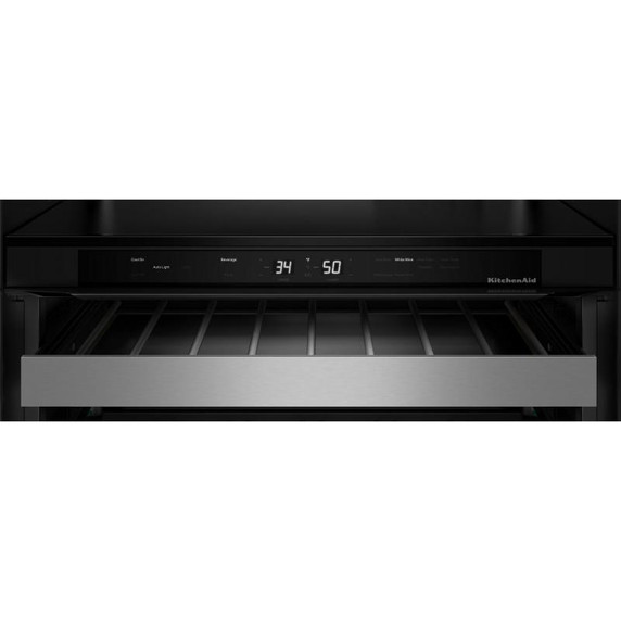 Kitchenaid® Centre de rafraîchissements avec porte en verre et porte-bouteilles à devant en bois - 24 po KUBL524SJP