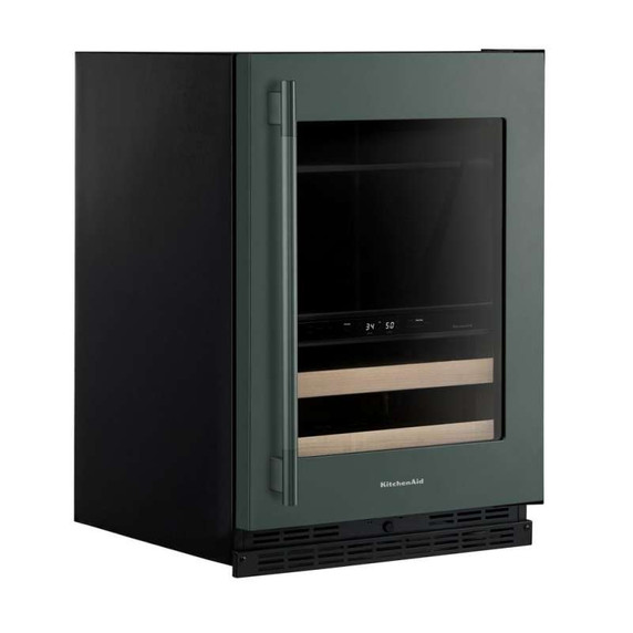 Kitchenaid® Centre de rafraîchissements avec porte en verre et porte-bouteilles à devant en bois - 24 po KUBR524SJP