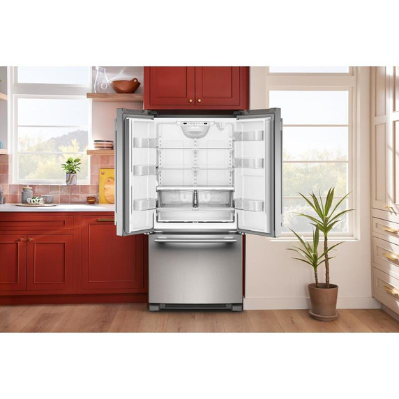 Kitchenaid® Réfrigérateur à portes françaises, profondeur standard et distributeur intérieur de 22 pi cu - 33 po KRFF333SPS