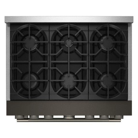 Cuisinière au gaz de style commercial à 6 brûleurs avec mode de friture à air sans préchauffage KitchenAid® de 36 po KFGS936SBE