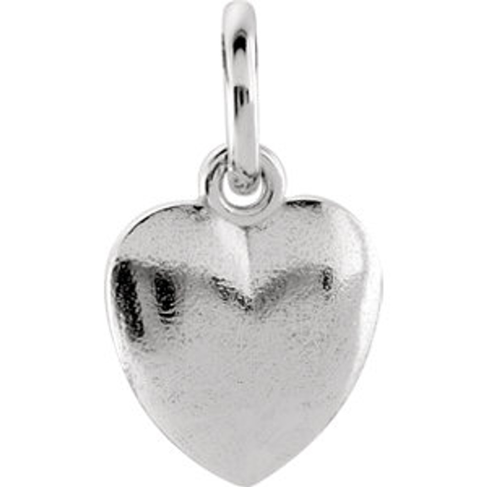 Posh Mommy Puffed Heart Charm with Jump Ring measures 15.50x8.90mm and has a bright polish to shine.