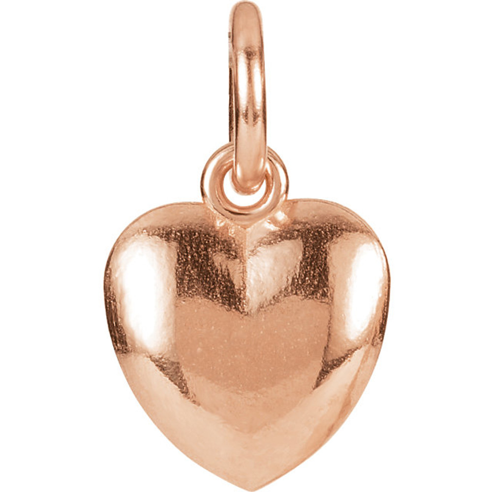 Posh Mommy Puffed Heart Charm with Jump Ring measures 15.50x8.90mm and has a bright polish to shine.