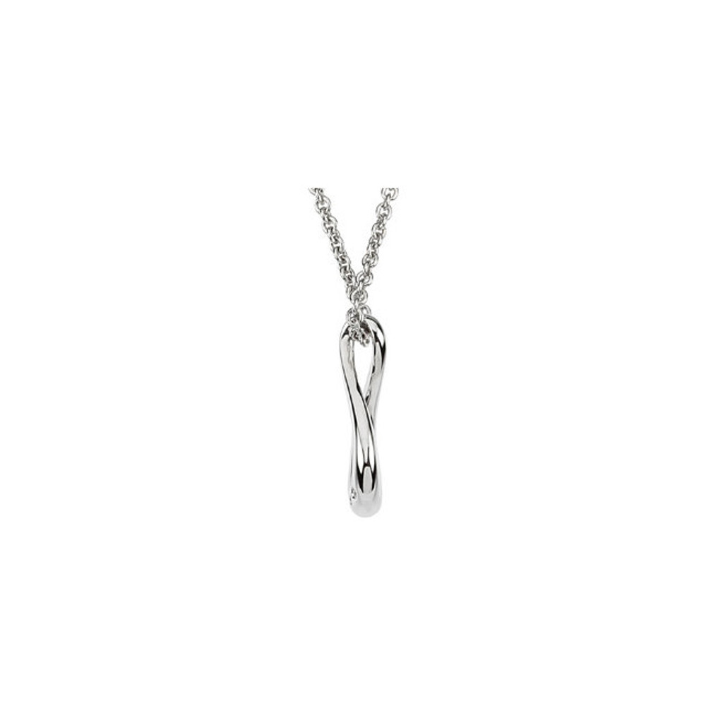 Everlasting elegance. This infinity symbol-shaped pendant makes a glamorous statement with round-cut diamonds (.015 ct. t.w.) providing a lustrous touch. Set in sterling silver. Approximate length: 18 inches.