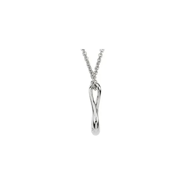 Everlasting elegance. This infinity symbol-shaped pendant makes a glamorous statement with round-cut diamonds (.015 ct. t.w.) providing a lustrous touch. Set in sterling silver. Approximate length: 18 inches.