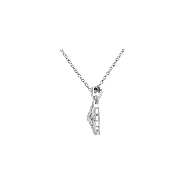 Altogether amazing, the .02 ct tw round cut diamond 18 necklace in sterling silver is just the right piece. This Necklace is sure to impress.  This elegant piece features beautiful round cut diamonds. This necklace is undeniably a fashion-forward look and masterfully crafted with a bright polished shine.