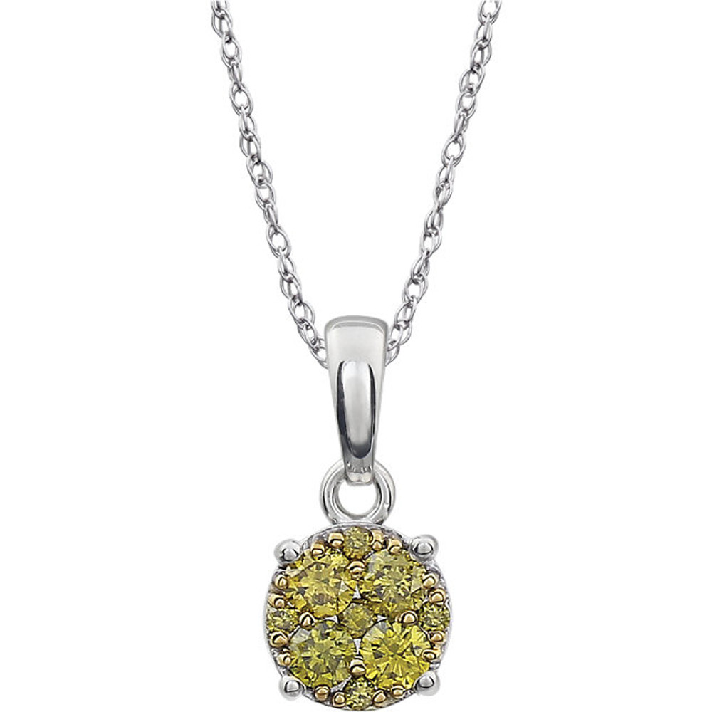 Beautiful 14k solid white gold genuine diamond cluster 18" necklace featuring 1/5 ct. tw. diamonds.  They are perfect for all occasions, elegant and versatile.