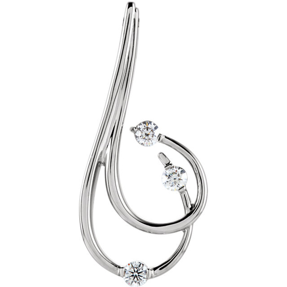 Diamond Freeform Pendant In 14K white gold. Diamonds are 1/4 ctw, G-H in color and I1 or better in clarity. Polished to a brilliant shine.