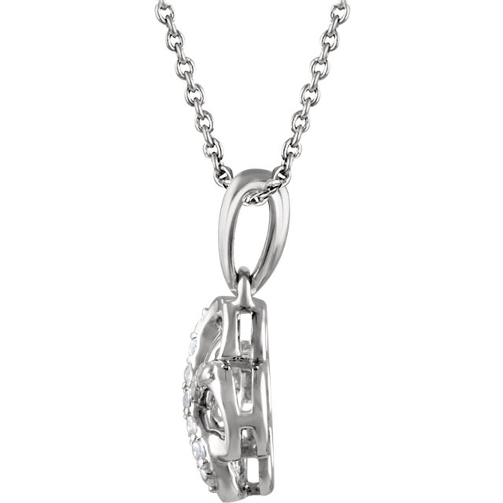 This artfully designed .08 ct. tw. round cut diamond 18" necklace in sterling silver is just what you were looking for. Show off this wonderful necklace with any and every outfit. This necklace is simple yet stunning, captivating like no other.
