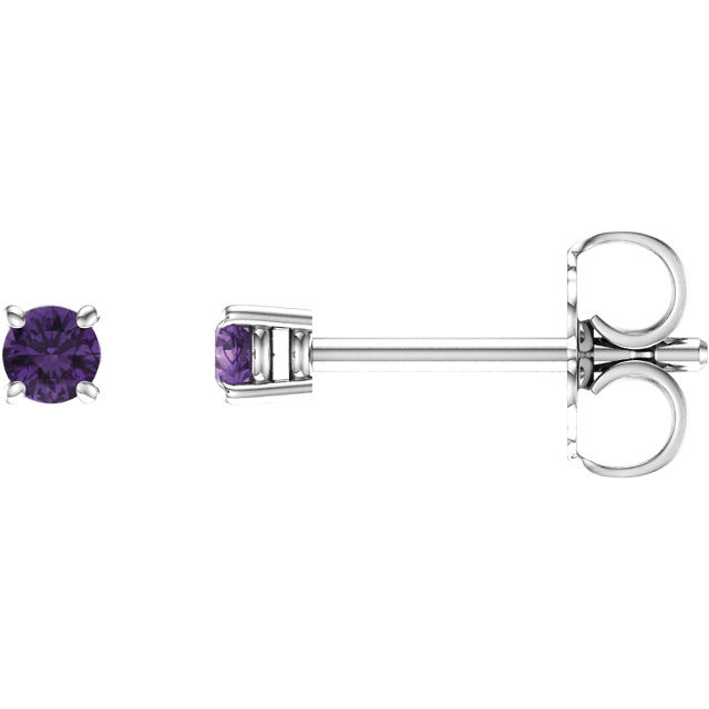Sparkling and timely, these hand-selected gemstone earrings feature vivid purple amethyst gemstones set in 14k white gold four-prong settings.