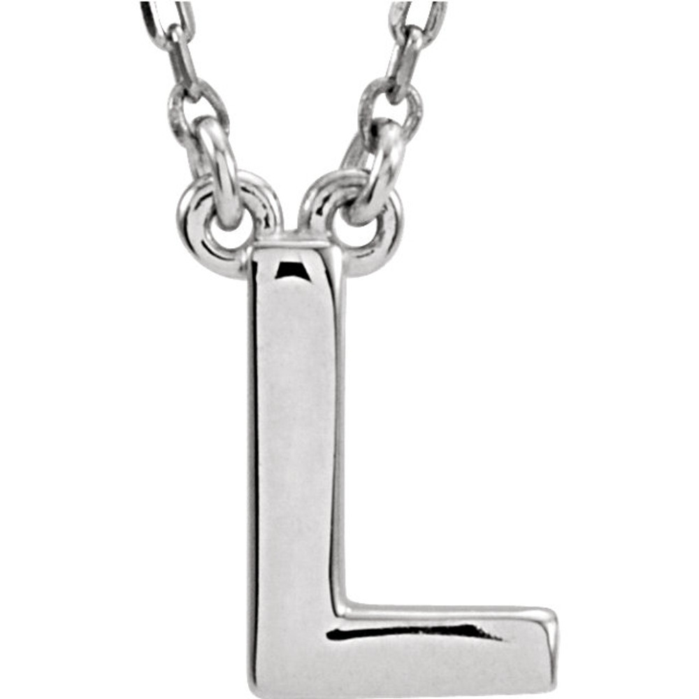 This a 16" block initial necklace in sterling silver offers a great look and flawless design. This delightful necklace will thrill and delight as the eye is drawn to it's exceptional luster.