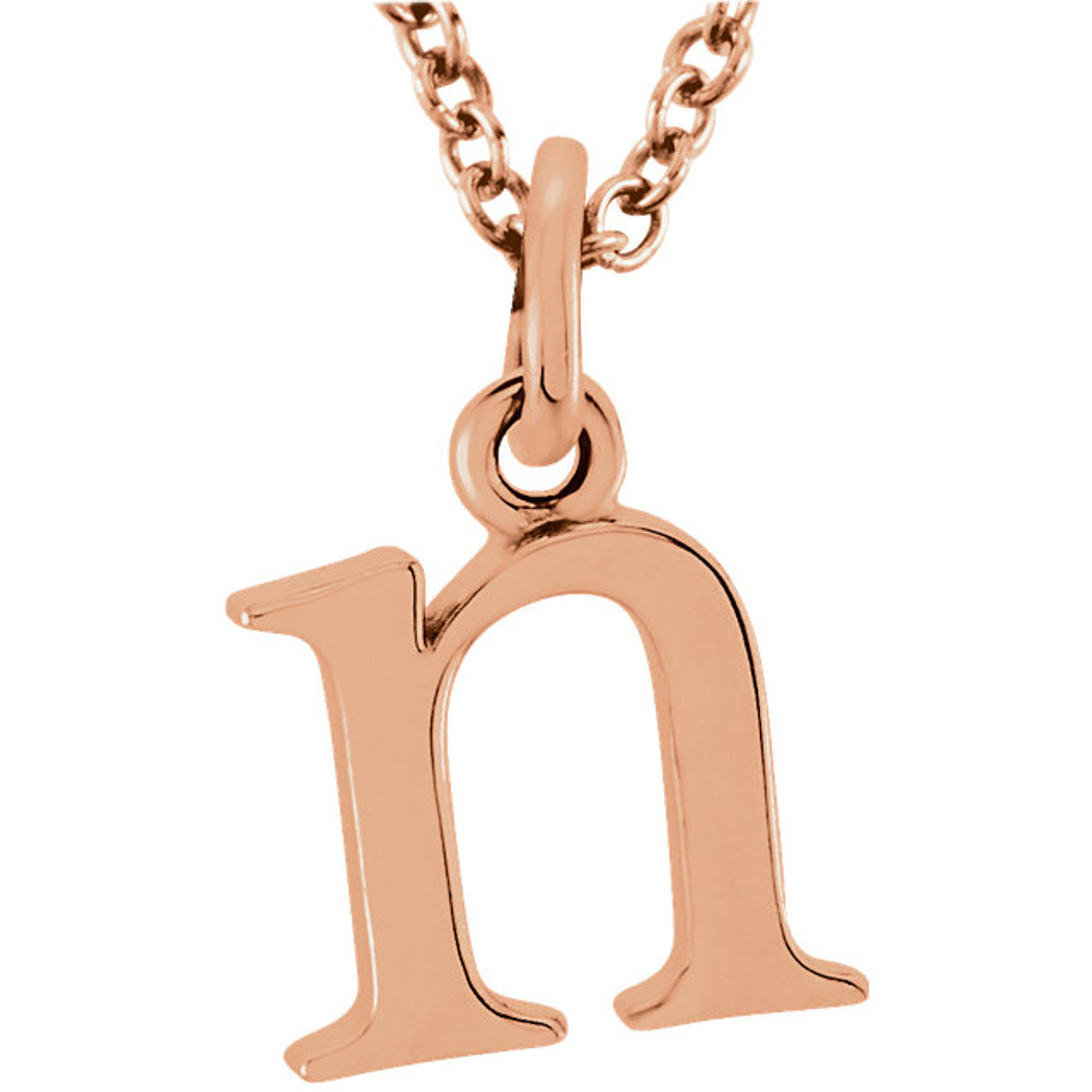 Casual and chic, a lower case initial necklace says a lot about your style. These 16-inch necklaces are available in 14kt white, yellow and rose gold.