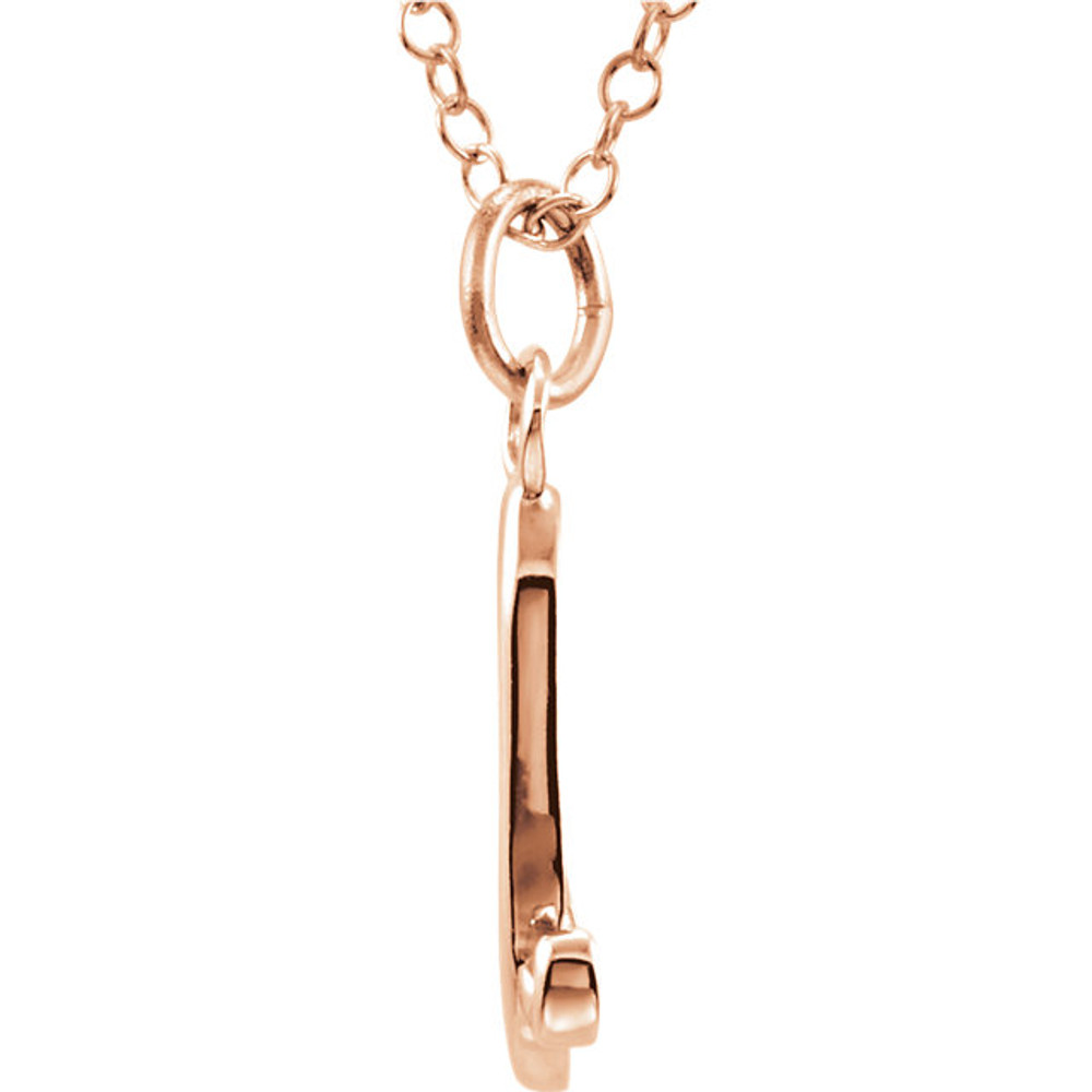 Express your individuality with this beautiful, lower case script initial necklace rendered in polished 14k gold. The petite pendant is approximately 6.50mm in width. The 1.3mm open cable chain closes with a lobster clasp and is 18 inches in length.