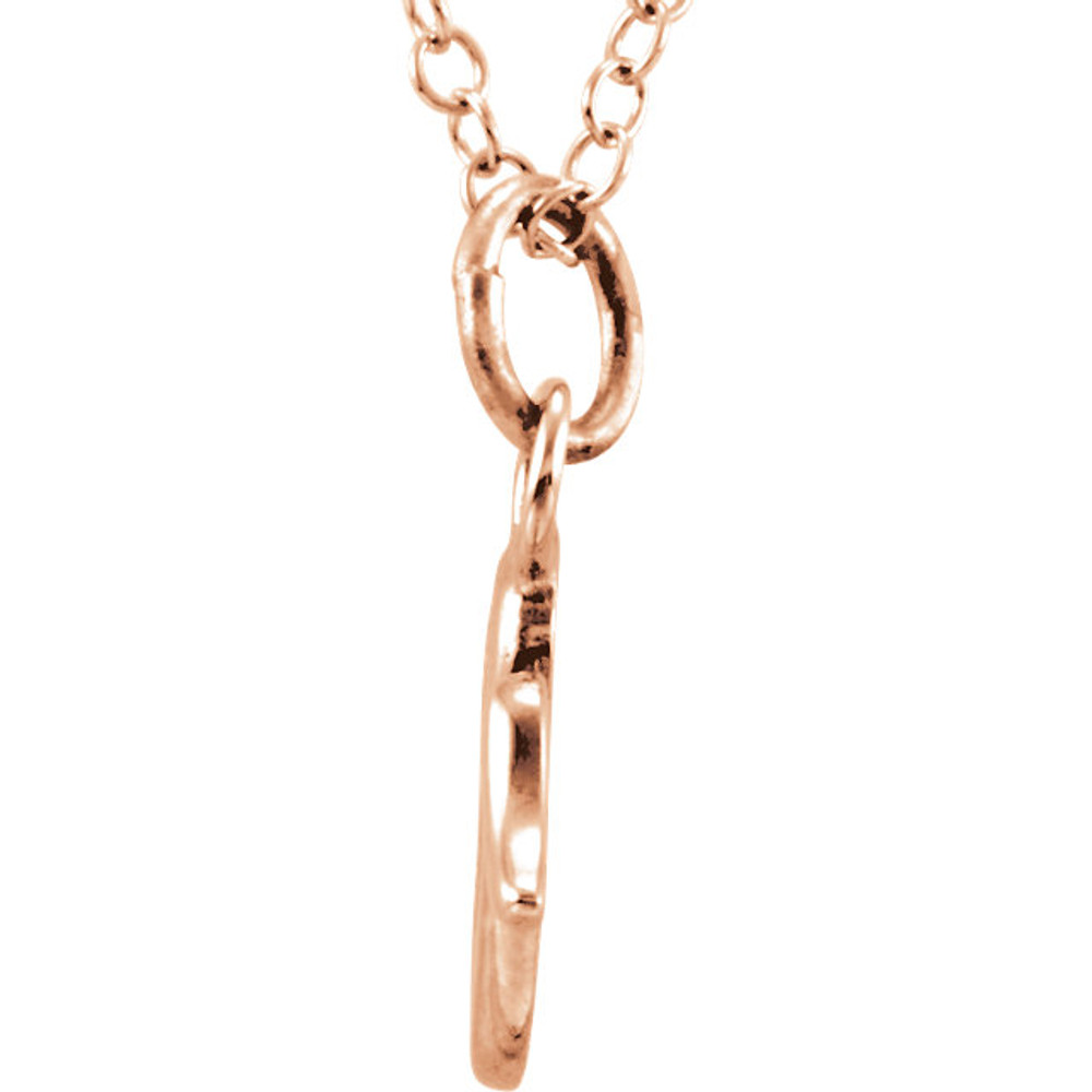 Express your individuality with this beautiful, lower case script initial necklace rendered in polished 14k gold. The petite pendant is approximately 10.40mm in width. The 1.3mm open cable chain closes with a lobster clasp and is 18 inches in length.