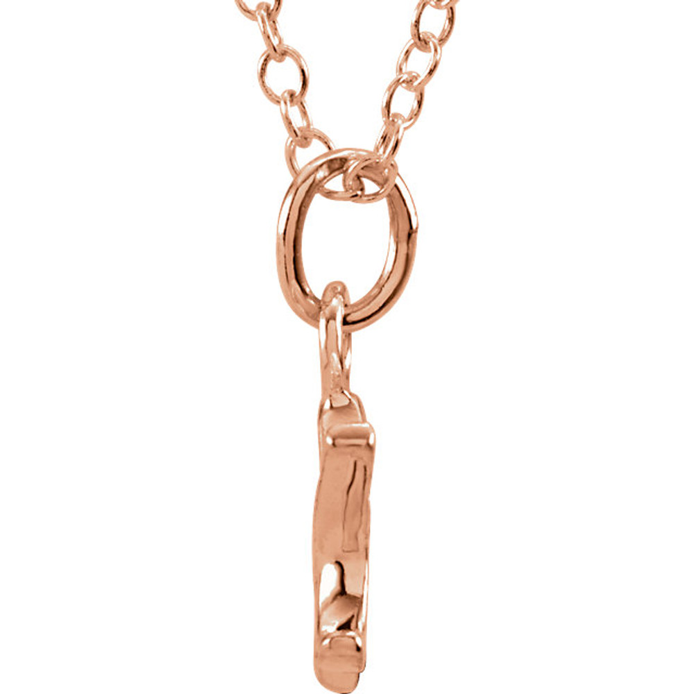 Express your individuality with this beautiful, lower case script initial necklace rendered in polished 14k gold. The petite pendant is approximately 7.30mm in width. The 1.3mm open cable chain closes with a lobster clasp and is 18 inches in length.