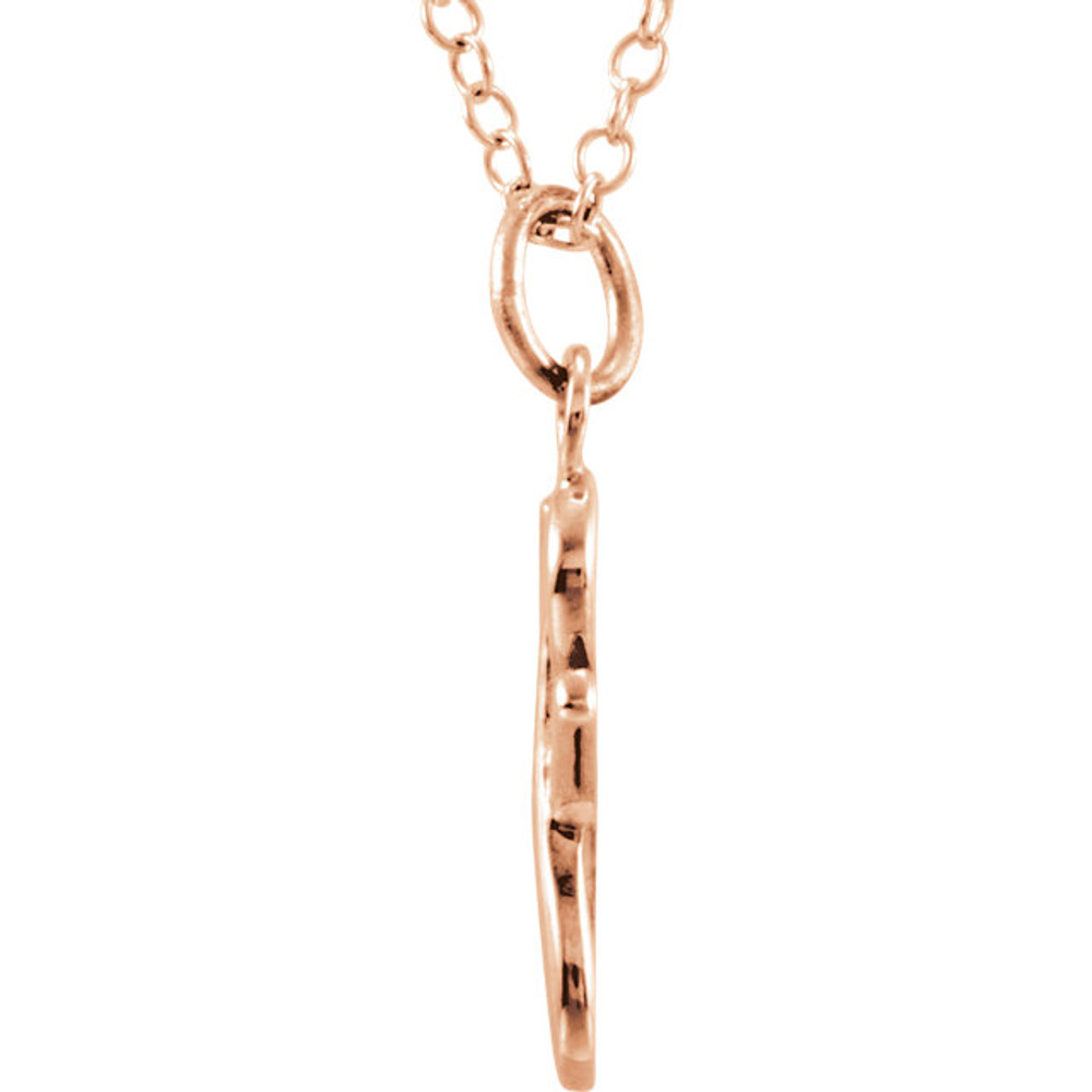 Express your individuality with this beautiful, lower case script initial necklace rendered in polished 14k gold. The petite pendant is approximately 7.70mm in width. The 1.3mm open cable chain closes with a lobster clasp and is 18 inches in length.