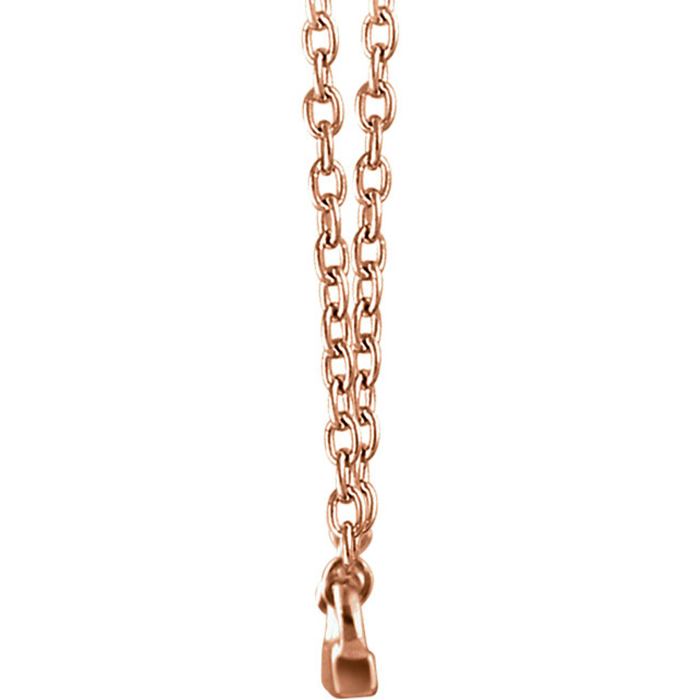 This trendy pendant features a 14k gold bar that is 1.5mm in length and 12mm in width. Pendant is displayed on an 18inch 14k gold cable chain.