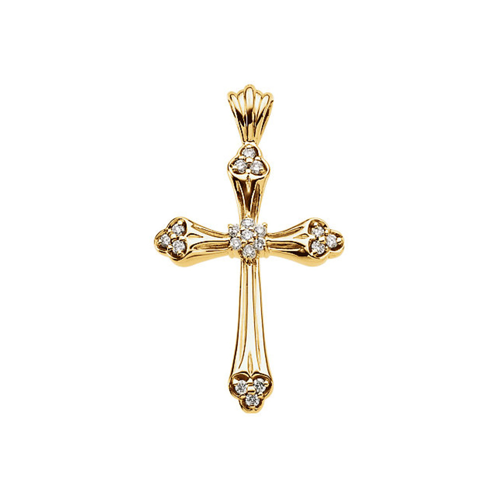 This exquisite pendant is a dazzling display of faith. Lovely in 14K gold, it showcases 1/4 ct. of stunning diamonds linked in the shape of a cross. Polished to a brilliant shine.