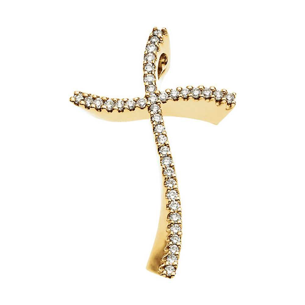 Express your faith with style, with this gorgeous and modern diamond cross pendant, which includes 38 brilliant-cut round diamonds. The Diamonds are very sparkly and of very high quality, and are of G-H Color, SI Clarity.