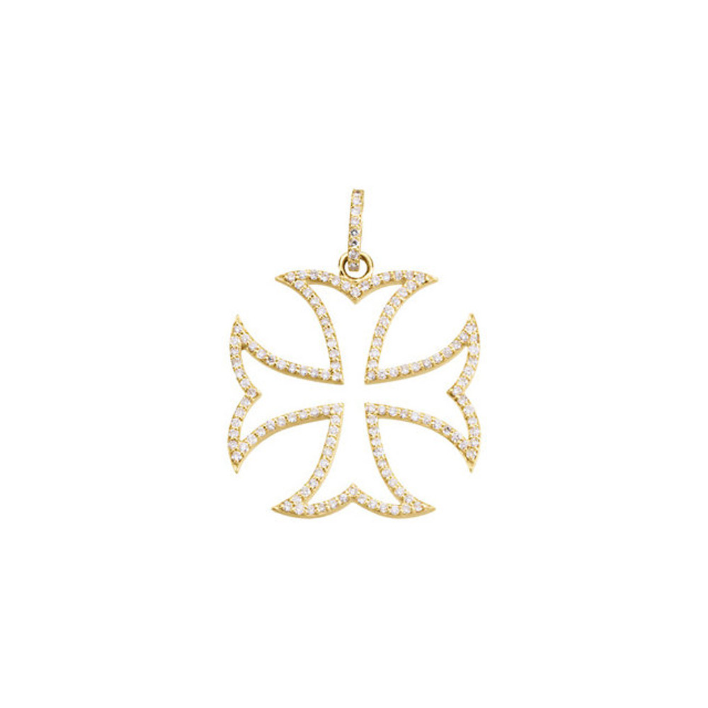 Absolutely adorable, this cross pendant is sure to be noticed. A dainty cross motif provides grace and movement to this elegant, diamond pendant. A traditional cross is rendered in dazzling 14k gold giving a gorgeous look. Polished to a brilliant shine.