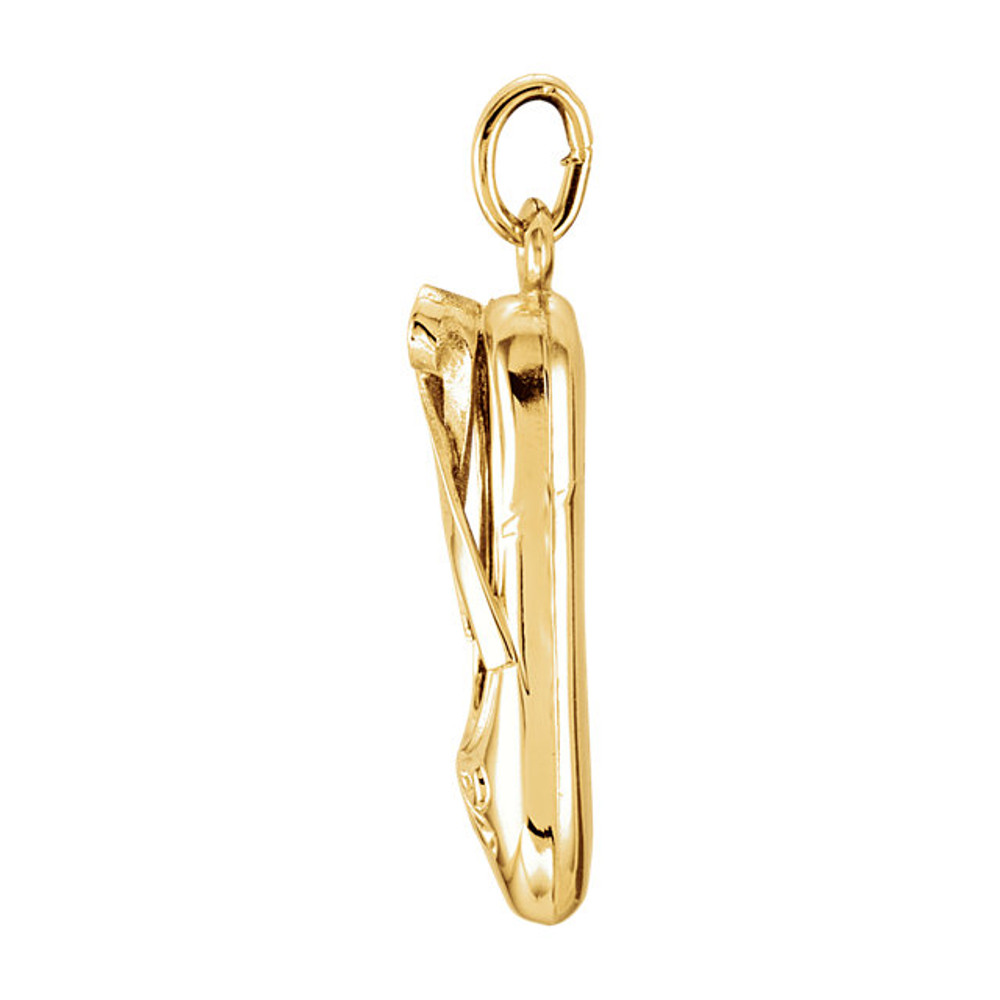 Exemplifying the beauty of simplicity is this 14k yellow gold Ballerina Slipper charm. This charm set in a 14k yellow gold is a perfect gift for your dear one's.