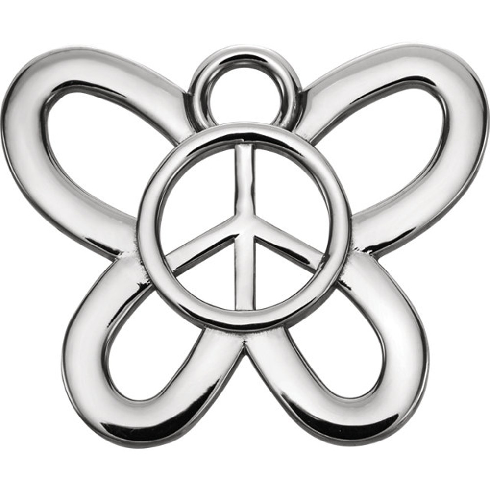 Butterfly Peace Sign Charm In Sterling Silver. Symbolic of change, butterflies are often associated with the renewal brought forth by the arrival of spring.