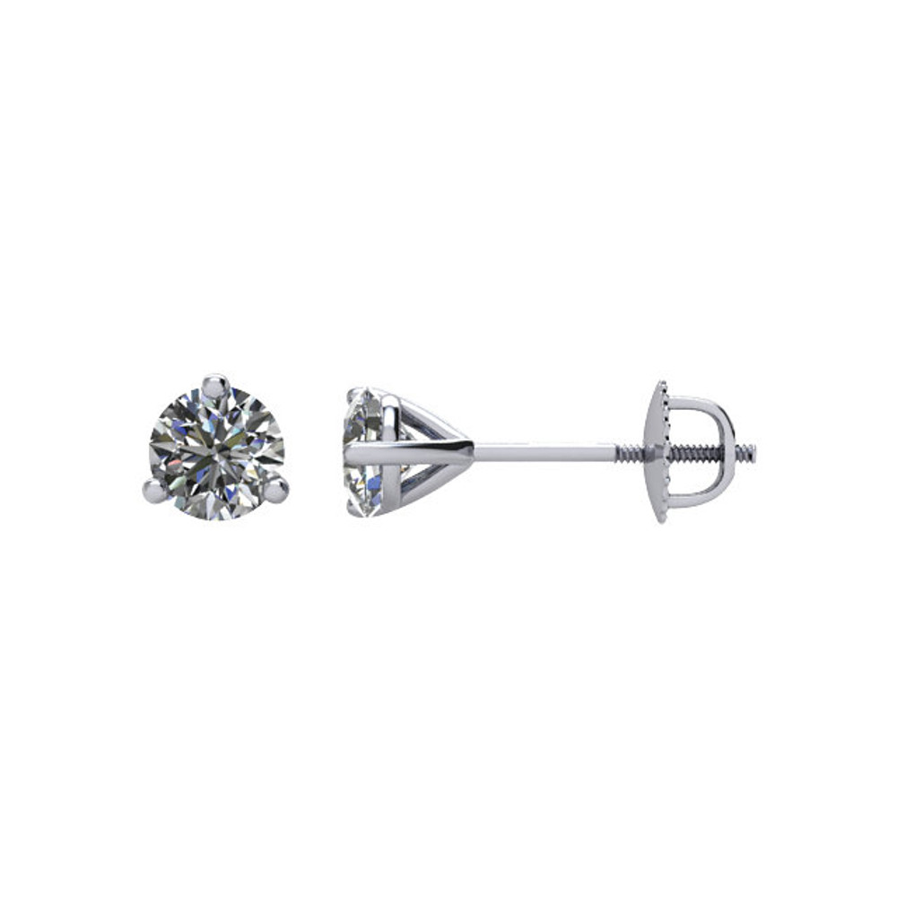 Bold and stunning, the outstanding round diamonds in these solitaire stud earrings make a magnificent accompaniment to any style and any look. For a woman those beauty must be matched with equally striking brilliance, these are a perfect choice. Totaling 1/2 cts., the diamonds' daring sparkle stands out with platinum prongs.