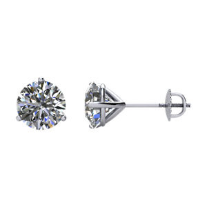 Bold and stunning, the outstanding round diamonds in these solitaire stud earrings make a magnificent accompaniment to any style and any look. For a woman whose beauty must be matched with equally striking brilliance, these are a perfect choice. Totaling 2 cts., the diamonds' daring sparkle stands out in 14k white gold.