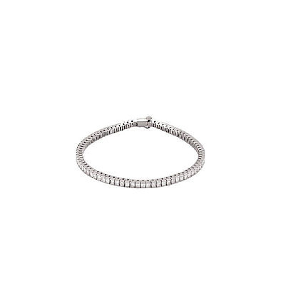 Experience formal elegance in a 4.00 ct. t.w. diamond tennis bracelet. This stylish beauty sparkles with round diamonds to marvelous effect. 14kt white gold bracelet. 