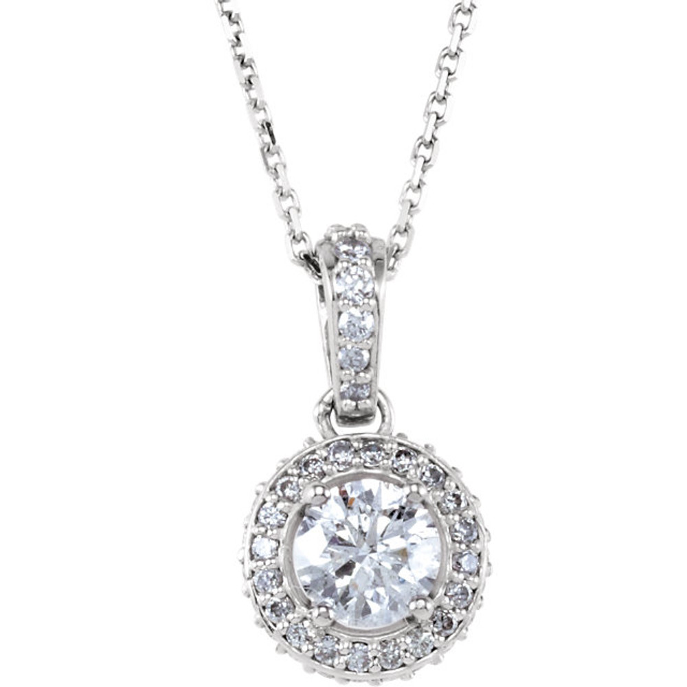 This artfully designed 1/2 ct. tw. round cut diamond 18" entourage necklace in 14kt white gold is just what you were looking for. Thrill friends and family with this exceptional necklace. Simple yet seductive, this piece shines with round cut diamond. This necklace is surely designed to impress.