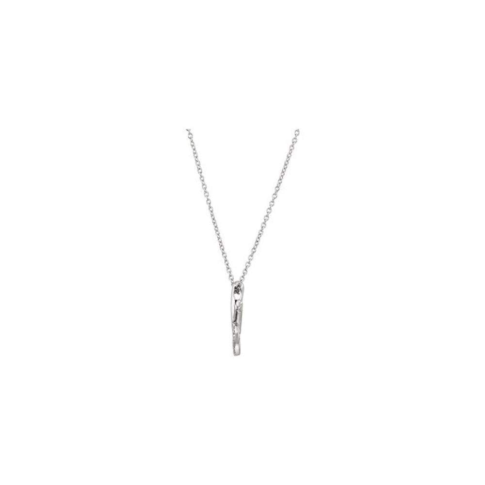 Beautiful sterling silver "XO" necklace features white shimmering diamonds with 1/10 carats of diamonds hanging from a 18" inch chain which is included.