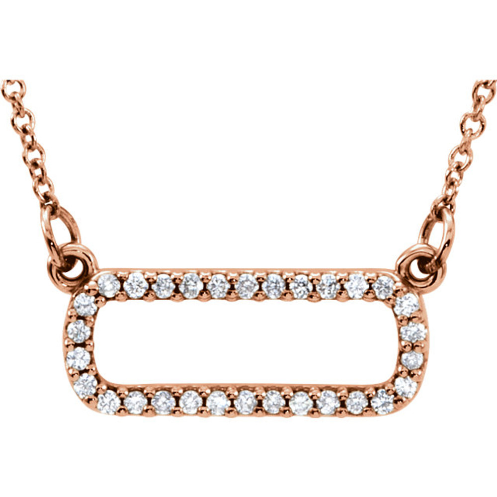 Diamonds are a girl's best friend, but any woman who gets this necklace is sure to be your best friend and love you forever! With 30 dazzling diamonds weighing 1/6 cts tw, this 14Kt rose gold necklace is a great choice whenever you want to make the special woman in your life cry with happiness.