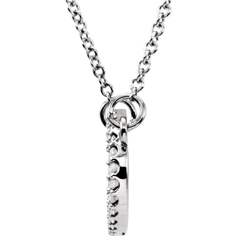 Diamonds are a girl's best friend, but any woman who gets this necklace is sure to be your best friend and love you forever! With 29 dazzling diamonds weighing 1/6 cts tw, this 14Kt white gold necklace is a great choice whenever you want to make the special woman in your life cry with happiness.