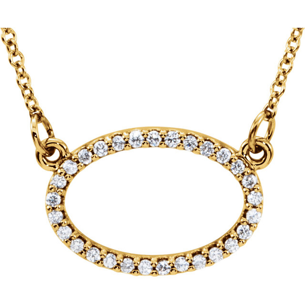 Diamonds are a girl's best friend, but any woman who gets this necklace is sure to be your best friend and love you forever! With 29 dazzling diamonds weighing 1/6 cts tw, this 14Kt yellow gold necklace is a great choice whenever you want to make the special woman in your life cry with happiness.