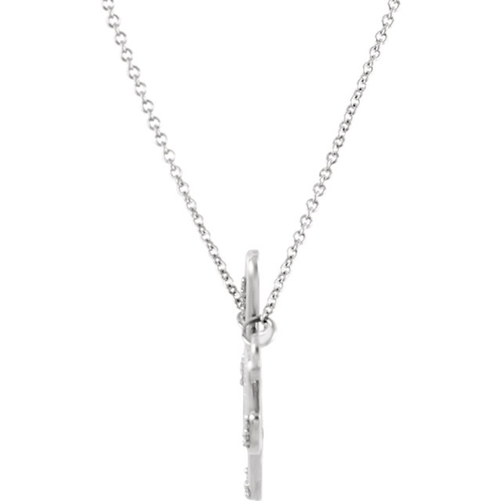 "Hope" Chain Necklace featuring a 0.08 ct. tw. round genuine diamonds. It is a truly unique and a fantastic choice. Diamonds are G-H in color and I1 or better in clarity. The style suspends from an 16.80-inch cable chain and secures with a spring-ring clasp.