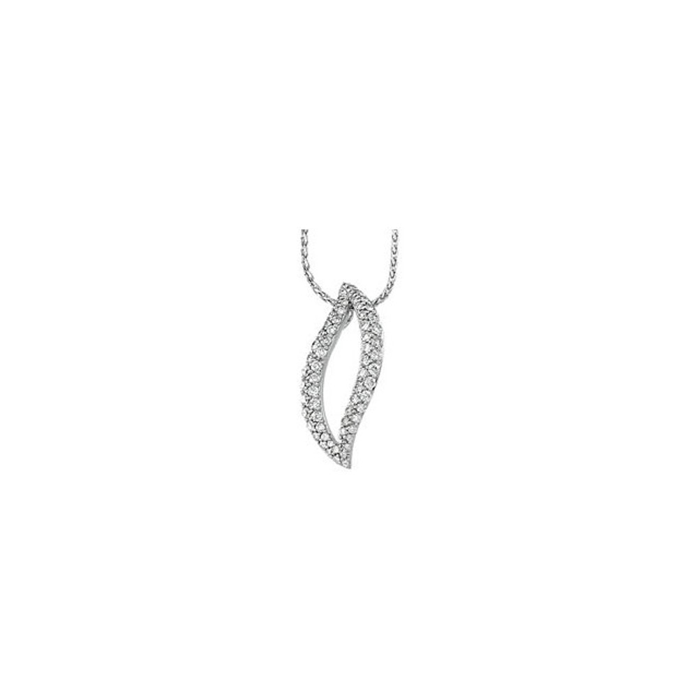 Beautiful 14Kt white gold necklace featuring white shimmering diamonds with 1 carat of diamonds hanging from a 18" inch chain which is included.