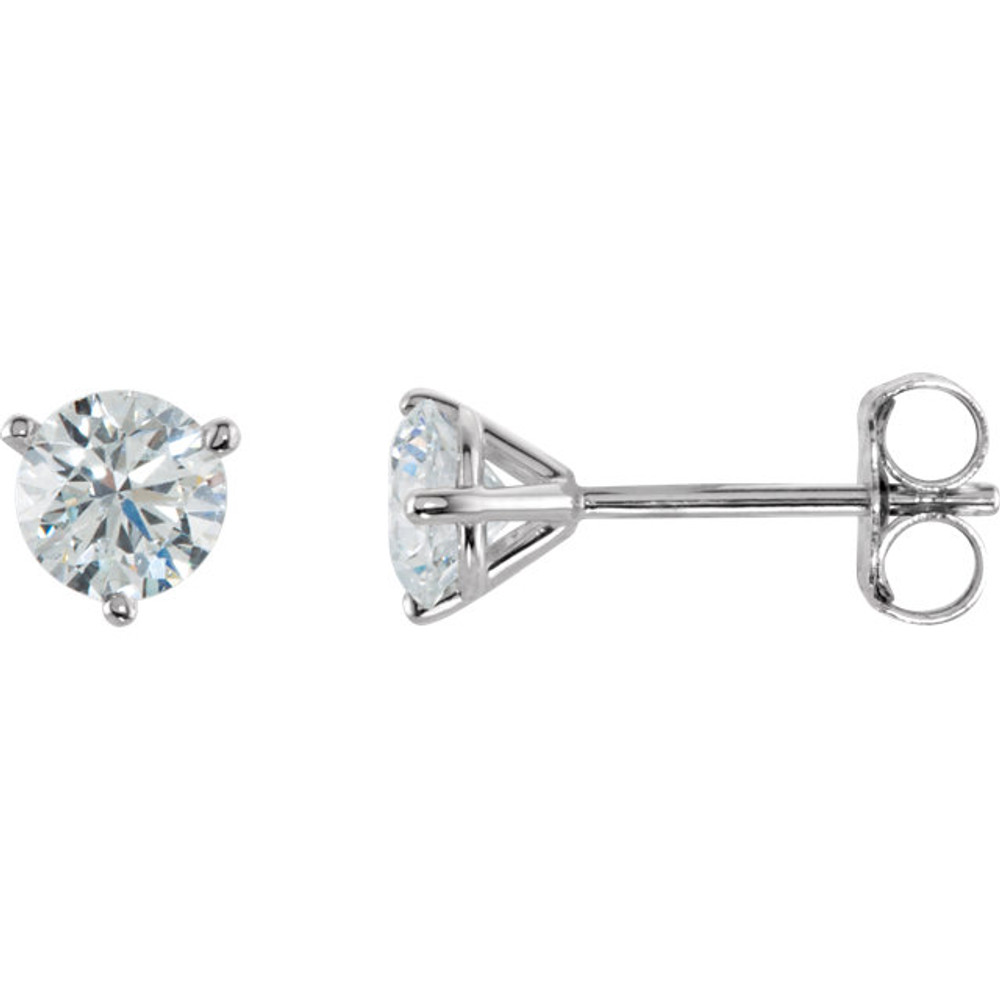 Brilliance is captured in these diamond stud earrings showcasing round diamonds in three-prong settings of 14k white gold. The pair amounts to a 3/4 carat total diamond weight.