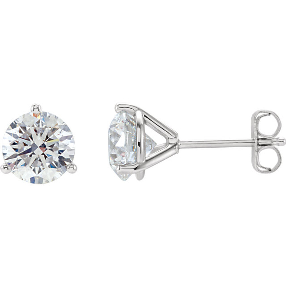 Brilliance is captured in these diamond stud earrings showcasing round diamonds in three-prong settings of 14k white gold. The pair amounts to a 2 carat total diamond weight.