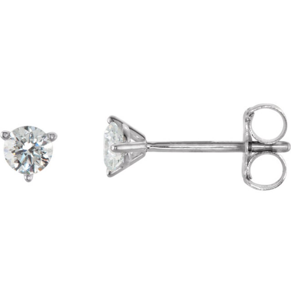 Straightforward studs for the woman who knows what she wants, whose outstanding natural beauty calls for subtle adornment. 14K white gold holds a single diamond in each stud earring, totaling 3/4 ct. t.w. of brilliance to sparkle alongside her radiant smile.